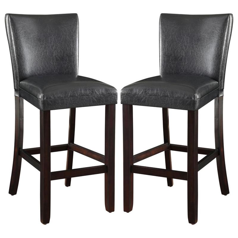 Alberton Leatherette Upholstered Bar Chair Black (Set of 2)