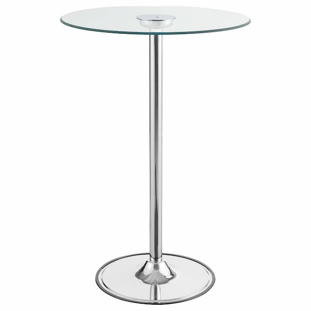 Thea Round 28-inch Glass Top LED Bistro Bar Table Chrome