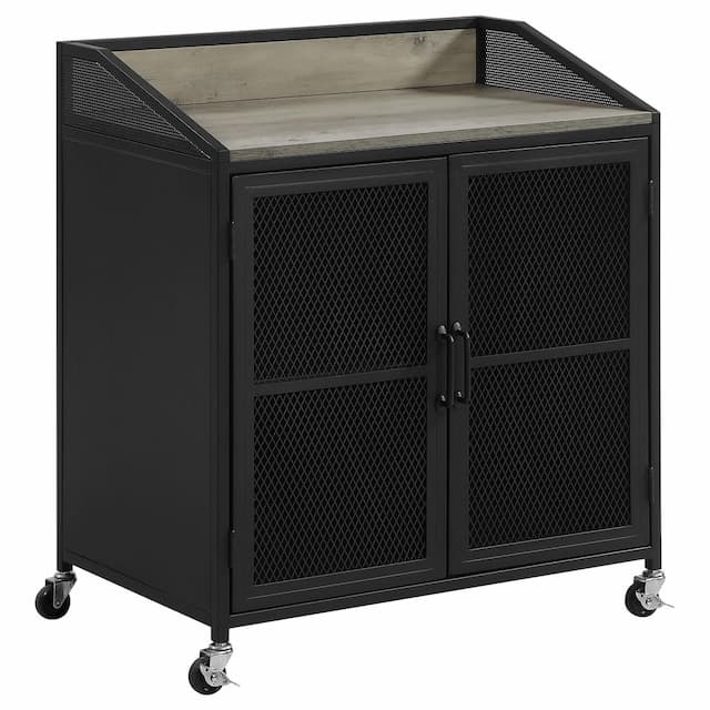 Arlette 2-door Mobile Home Bar Wine Cabinet Sandy Black