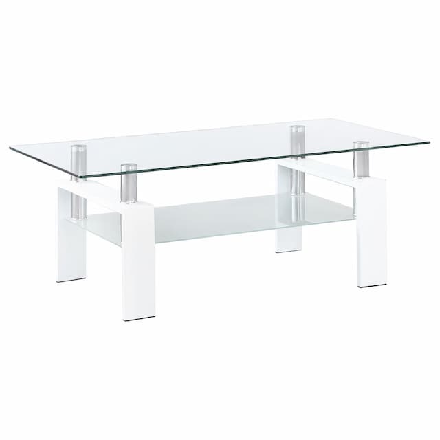 Dyer 1-shelf Rectangular Glass Top Coffee Table White