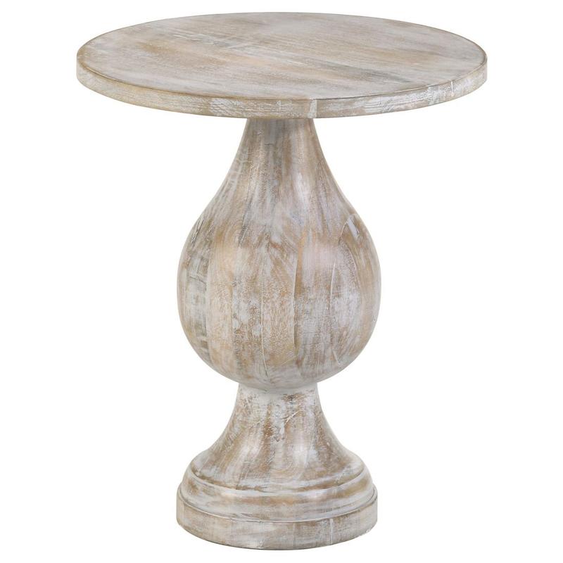 Dianella Round Pedestal Base Accent Side Table White Washed