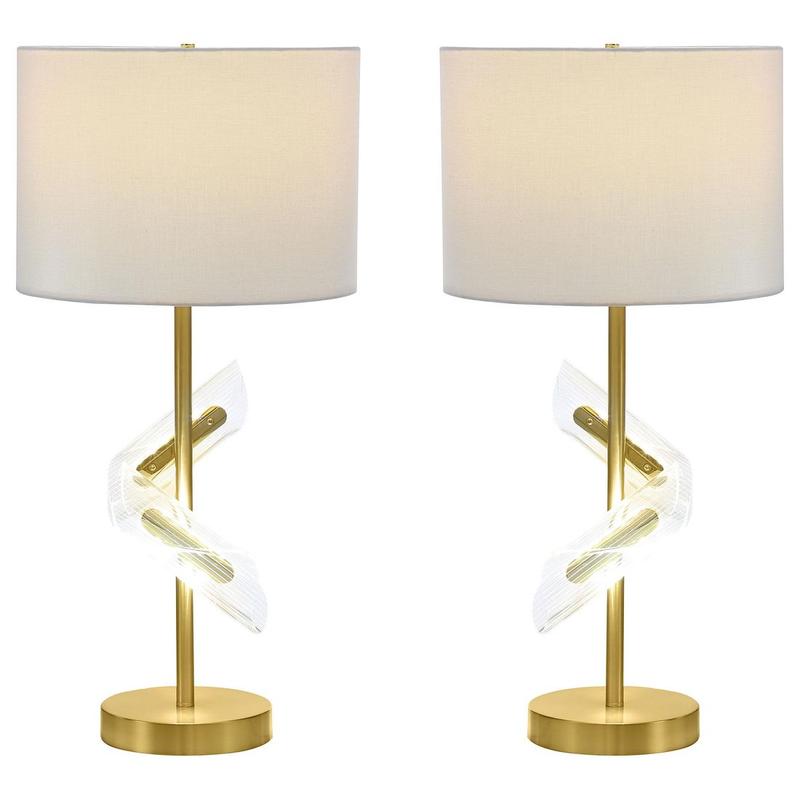 Kingsley 30-inch Drum Shade Table Lamp Gold (Set of 2)
