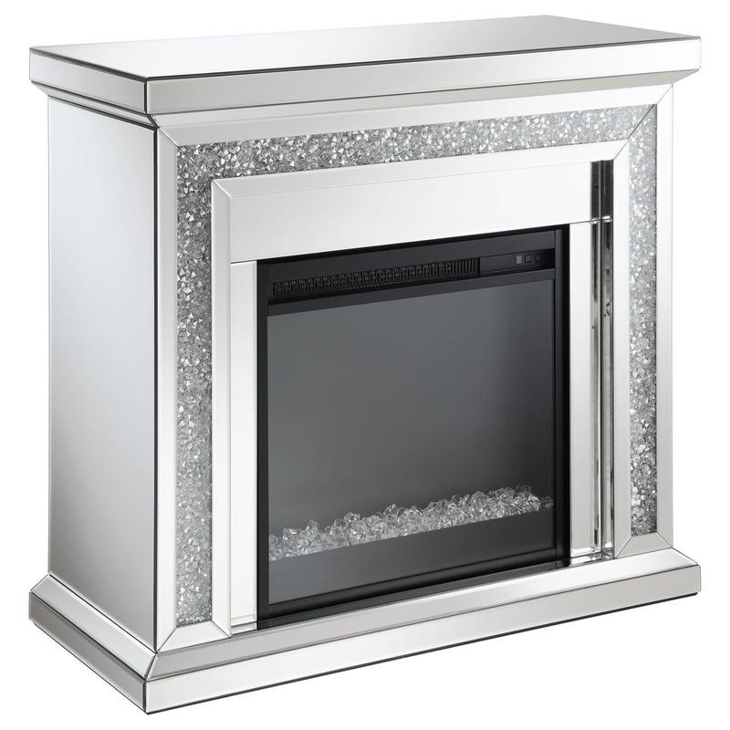 Lorelai Mirrored Freestanding Electric Fireplaces Silver