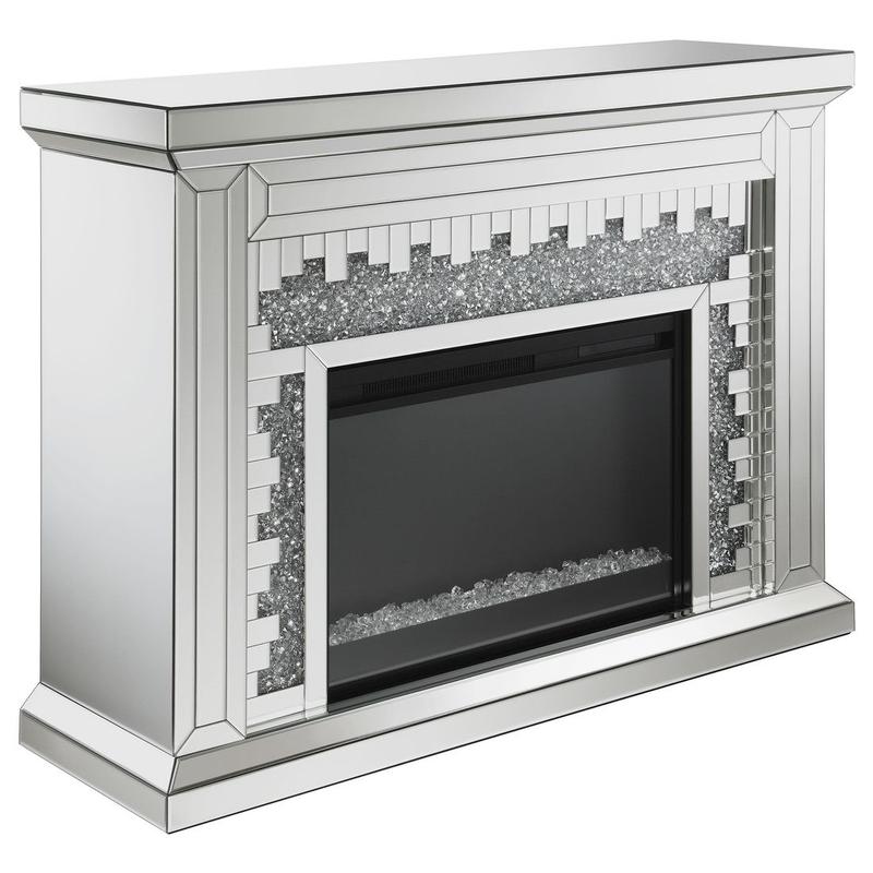 Gilmore Mirrored Freestanding Electric Fireplaces Silver