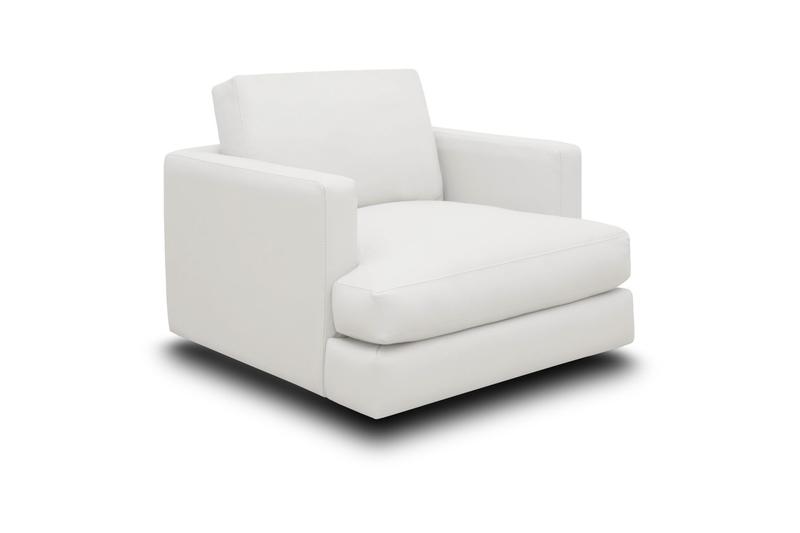 Galaxy 100% Top Grain Leather Modern Swivel Armchair