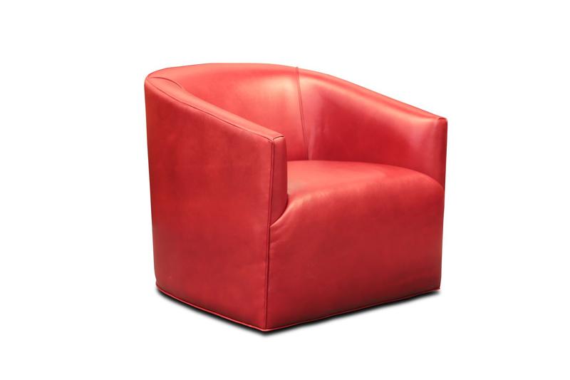 Citi 100% Top Grain Leather Swivel Club Armchair with Waterfall Seat