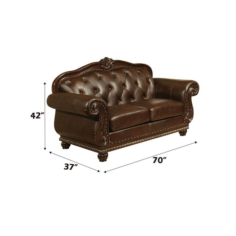 Anondale Espresso Top Grain Leather Match & Cherry Loveseat