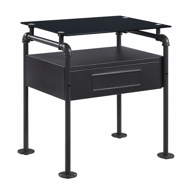 Nicipolis Glass & Sandy Gray Nightstand