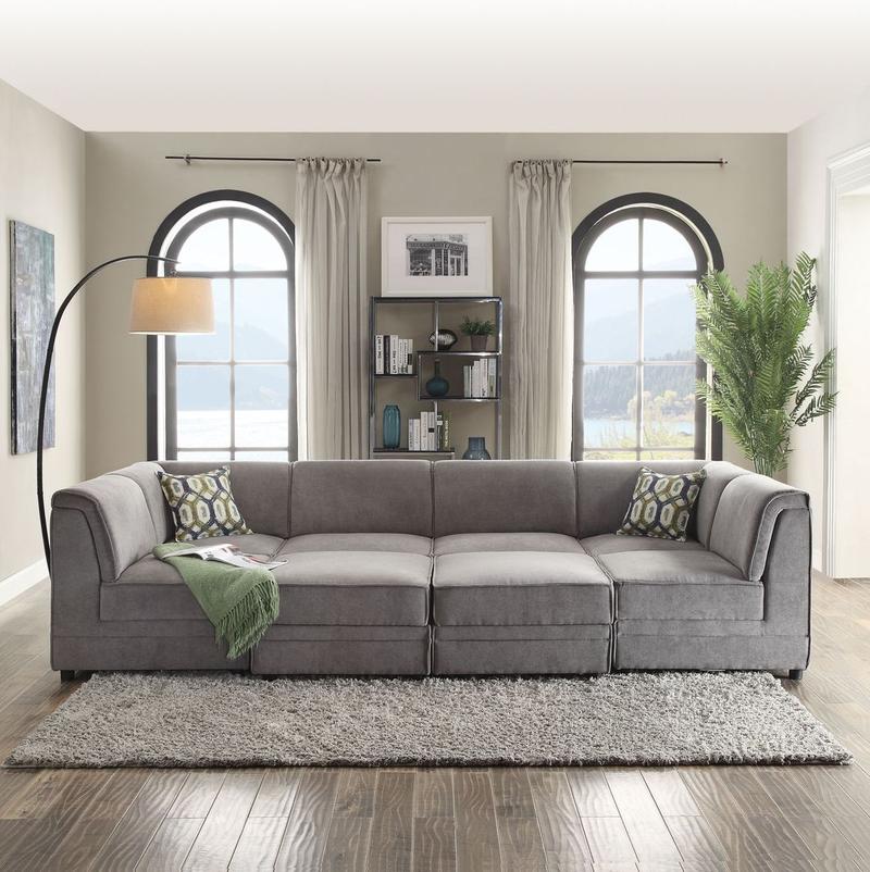 Bois Gray Velvet Modular - Armless Chair