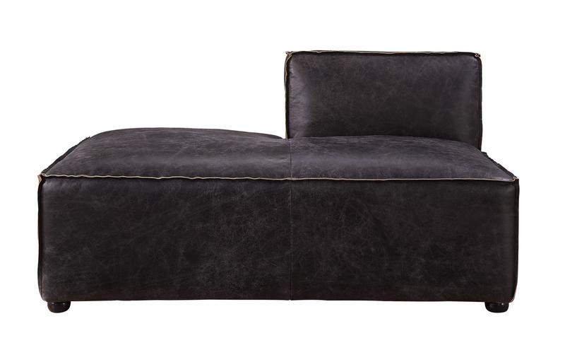 Birdie Antique Slate Top Grain Leather Modular - Chaise