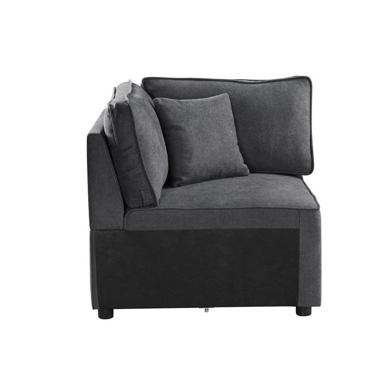 Silvester Gray Fabric Modular - Wedge W/Pillow