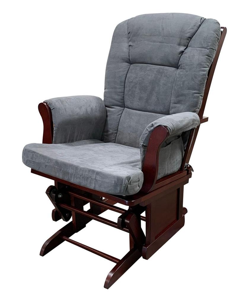 Adeliza Gray Microfiber & Cherry Glider Chair & Ottoman