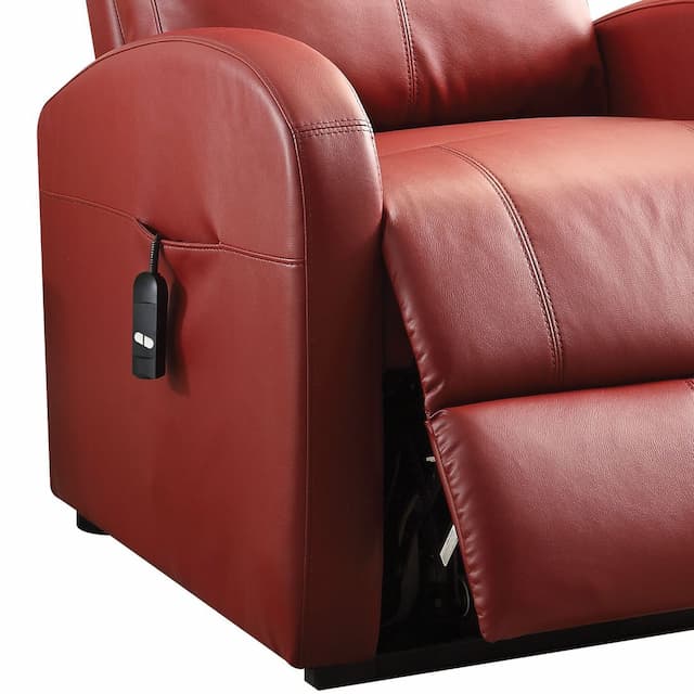 Ricardo Red Synthetic Leather Power  Motion Recliner W/Lift