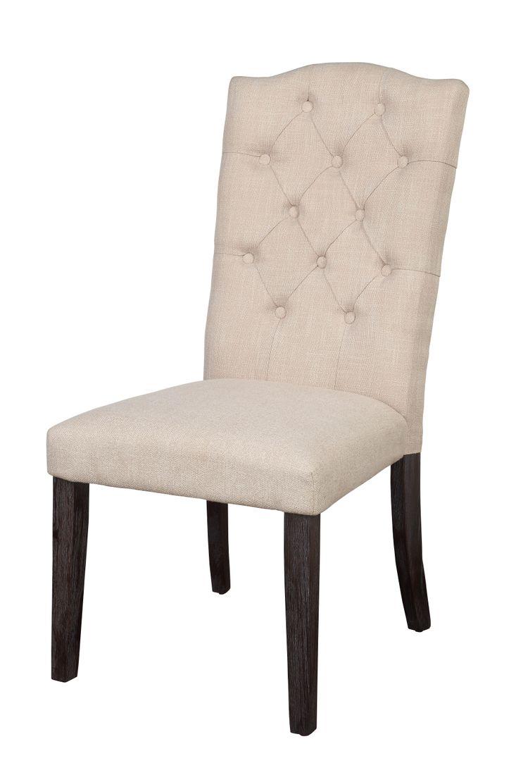 Gerardo Beige Linen & Weathered Espresso Side Chair (Set-2)