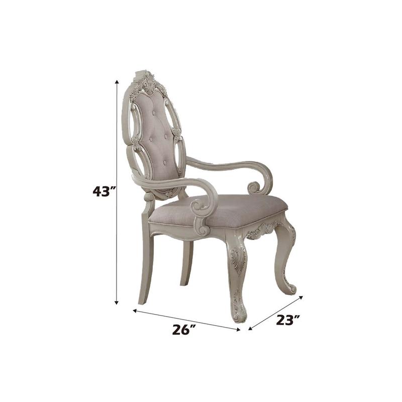 Ragenardus Fabric & Antique White Arm Chair (Set-2)