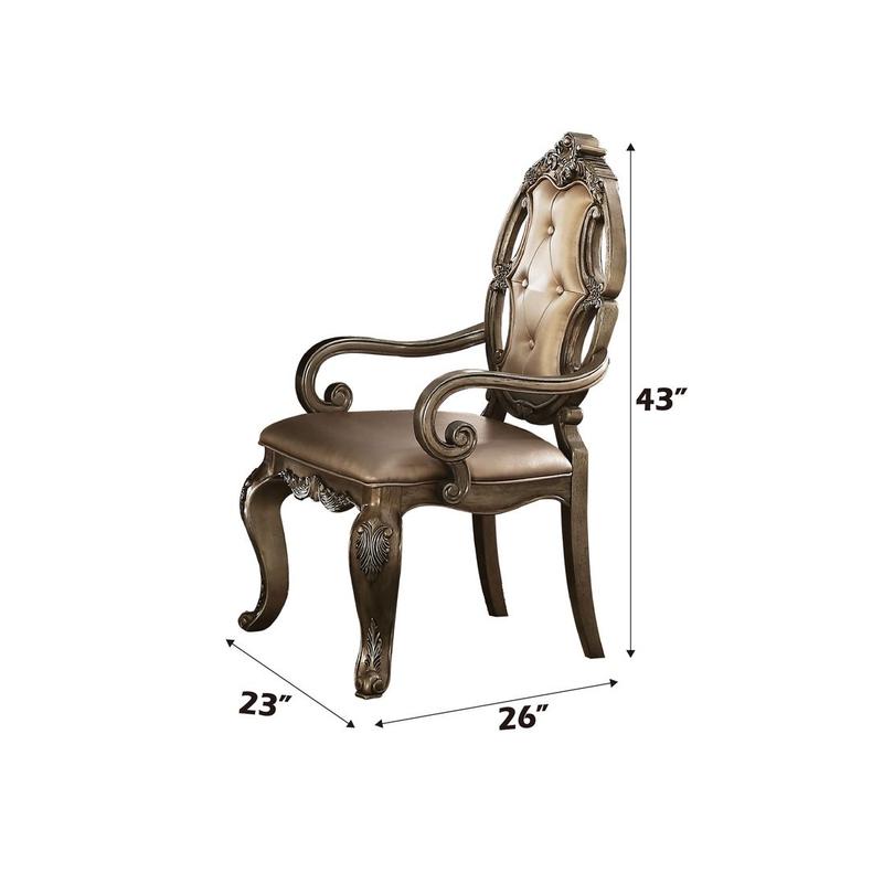 Ragenardus Synthetic Leather & Vintage Oak Arm Chair (Set-2)