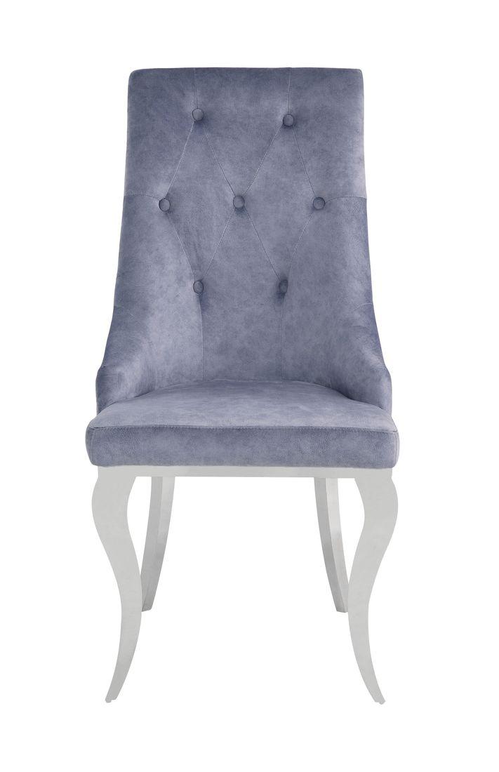Dekel Gray Fabric & Stainless Steel Side Chair (Set-2)