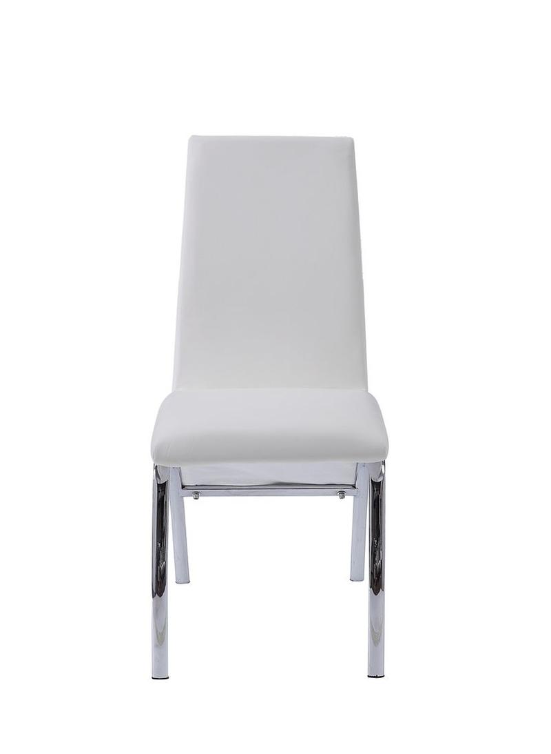 Pervis White Synthetic Leather & Chrome Side Chair (Set-2)