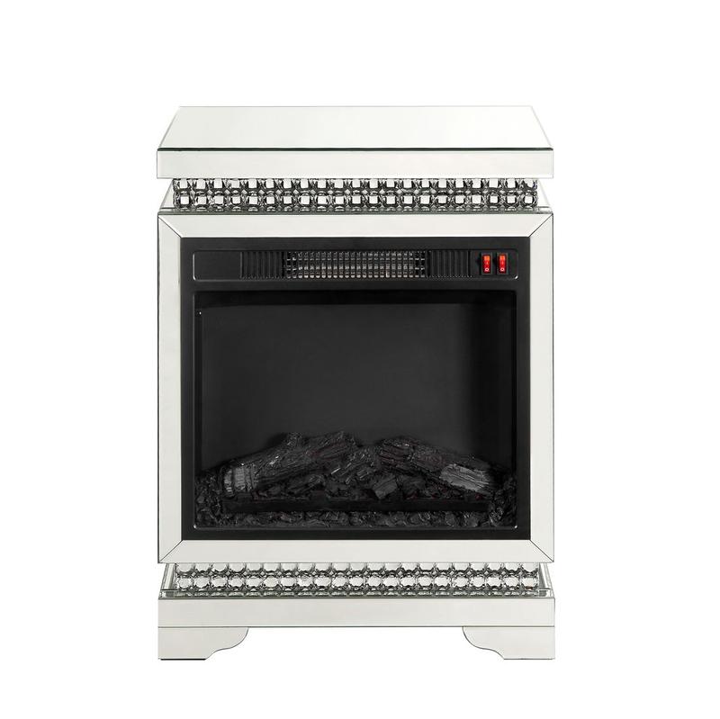 Lotus Mirrored, Faux Ice Cube Crystals Fireplace