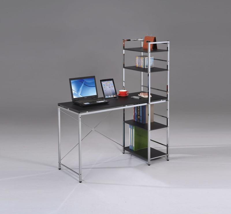 Elvis Black & Chrome Writing Desk W/Shelves