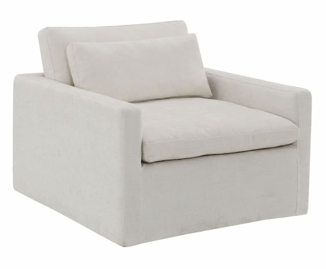 Frederick Ivory Fabric Swivel Chair W/Pillow