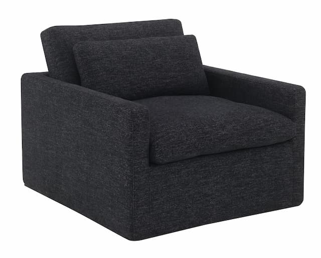 Frederick Dark Gray Fabric Swivel Chair W/Pillow