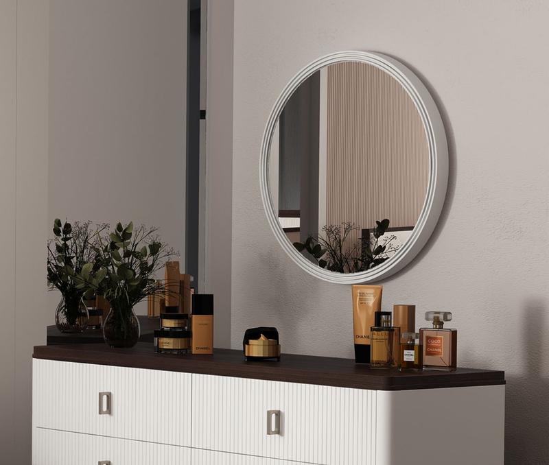 Carena White & Brown Finish Mirror