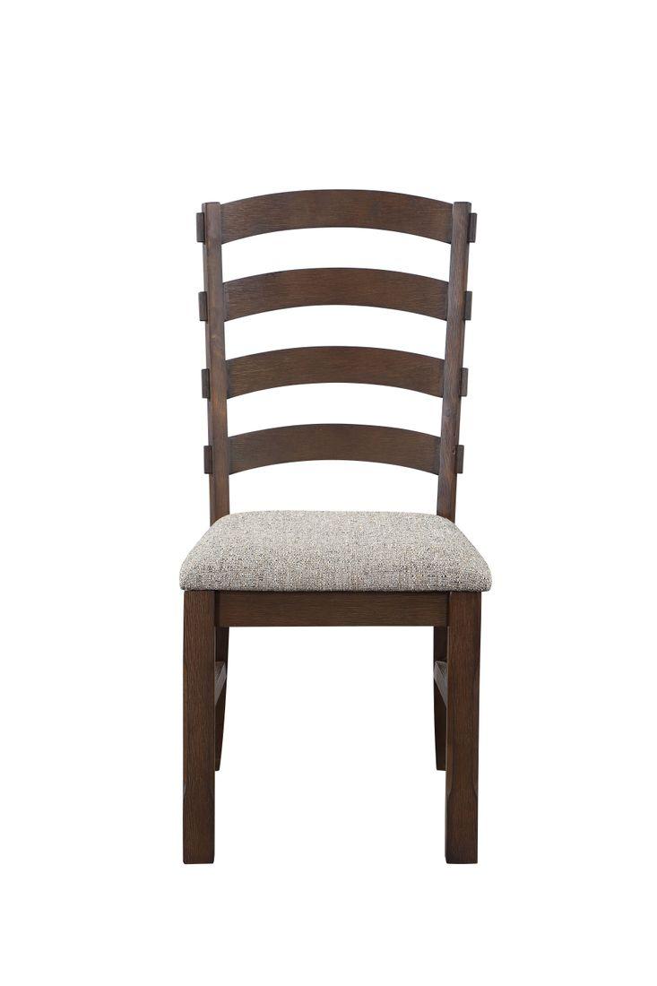 Pascaline Gray Fabric, Rustic Brown & Oak Finish Side Chair (Set-2)