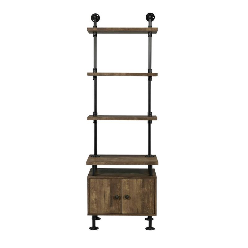 Ensata II Rustic Oak  & Black Finish Tv Stand Side Pier