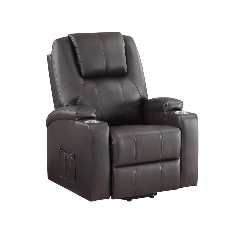 Evander Brown Leather Aire Power Recliner W/Lift  & Massage
