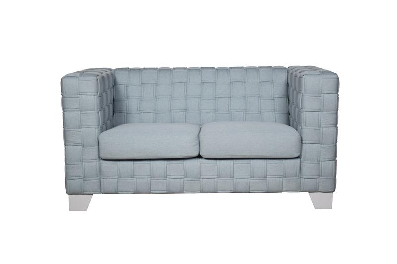 Saree Light Teal Chenille & White Finish Loveseat