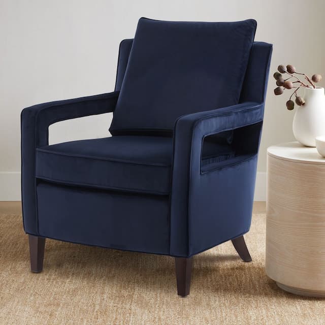 Questa Navy Blue Velvet Accent Arm Chair 