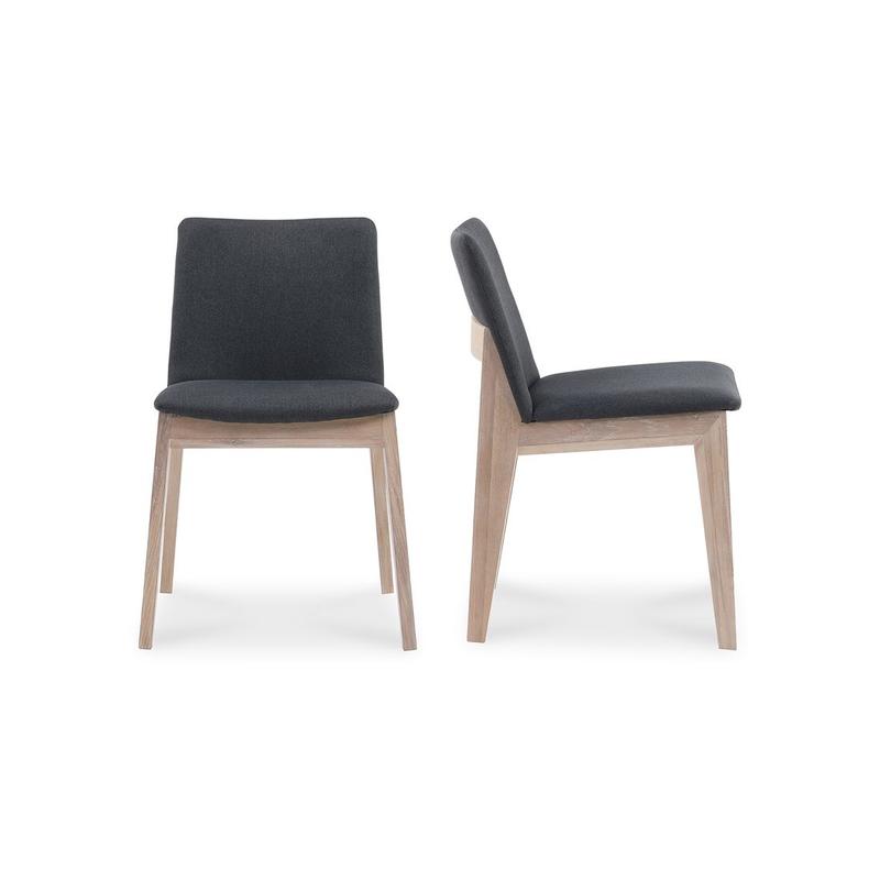 DECO OAK DINING CHAIR DARK GREY-SET OF TWO