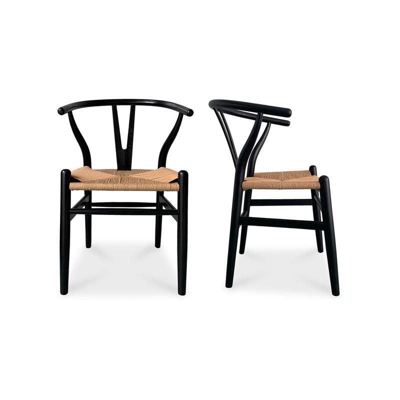 VENTANA DINING CHAIR BLACK AND NATURAL-SET OF TWO