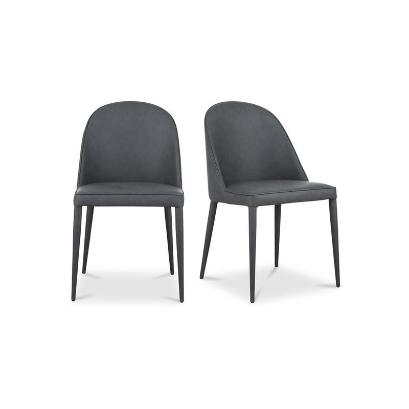 BURTON DINING CHAIR BLACK FADE VEGAN LEATHER-SET OF TWO