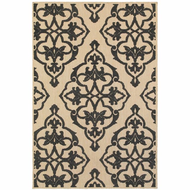 Cayman 001B9 Sand/ Charcoal Indoor/Outdoor Area Rug - 1'10" x 3'3"