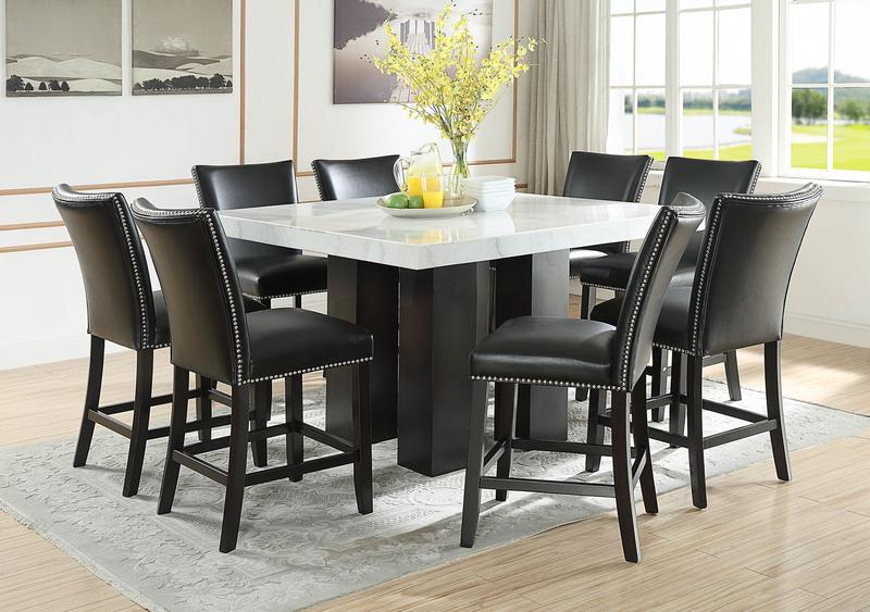 Camila Square Counter Height Dining Set 9pc - Black Counter Height Chairs