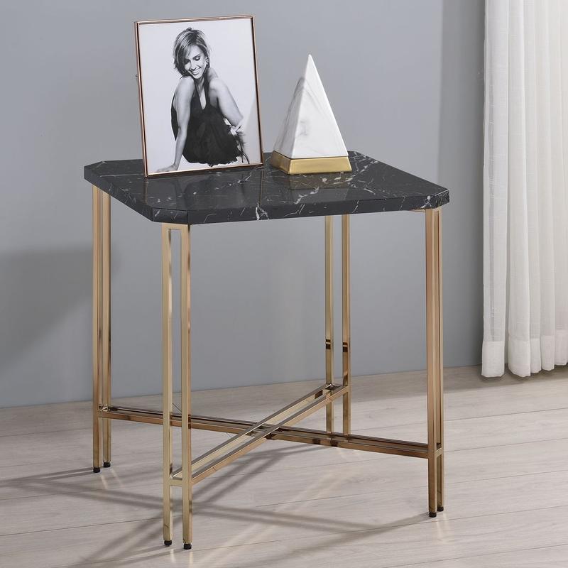 Daxton Faux Marble Square End Table