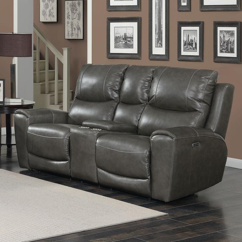 Laurel Power Reclining Console Loveseat - Grey