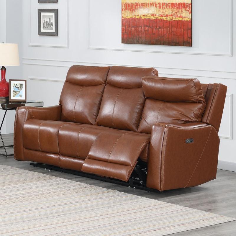 Natalia Power Recliner Sofa - Caramel Leather