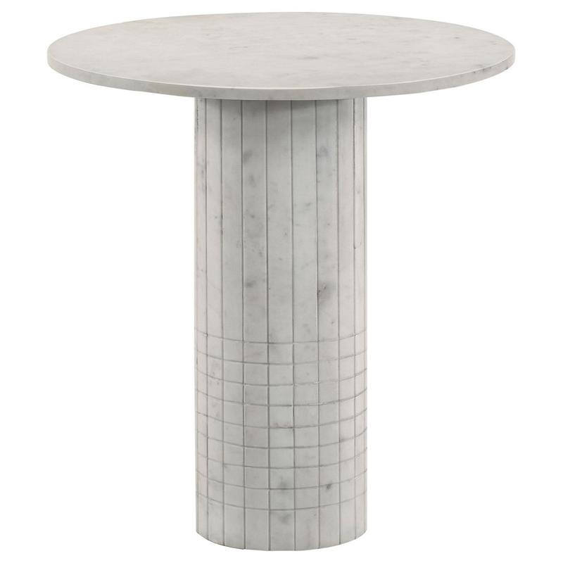 Astoria Round Genuine Marble Side End Table White