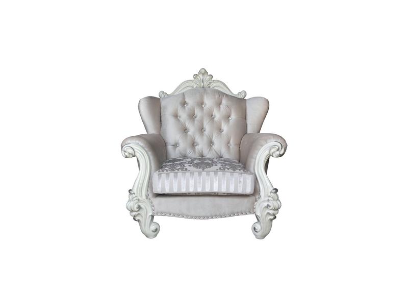 Versailles Ivory Fabric & Bone White Chair W/2 Pillows