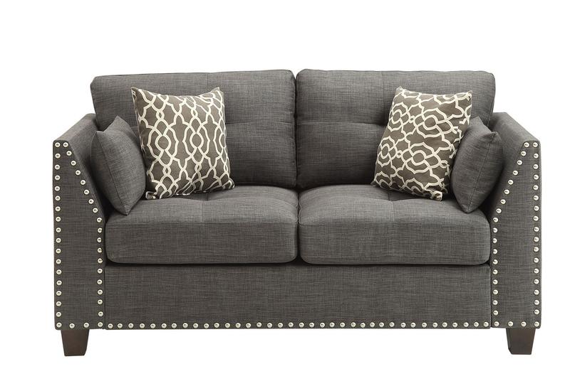 Laurissa Light Charcoal Linen Loveseat W/4 Pillows