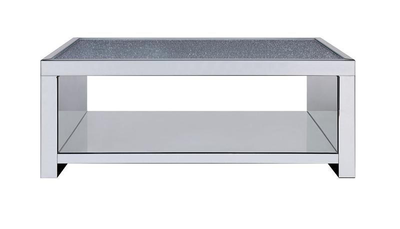 Noralie Clear Glass, Mirrored & Faux Diamonds Coffee Table
