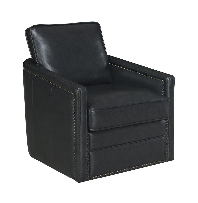 Rocha Black Leather Aire Accent Chair W/Swivel