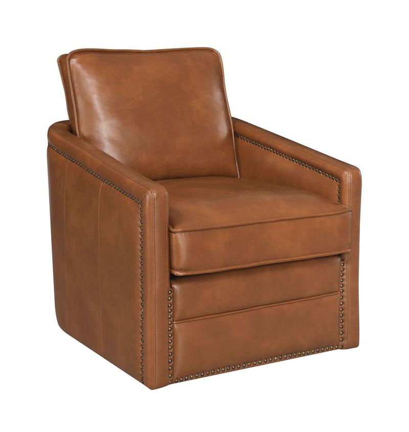 Rocha Brown Leather Aire Accent Chair W/Swivel
