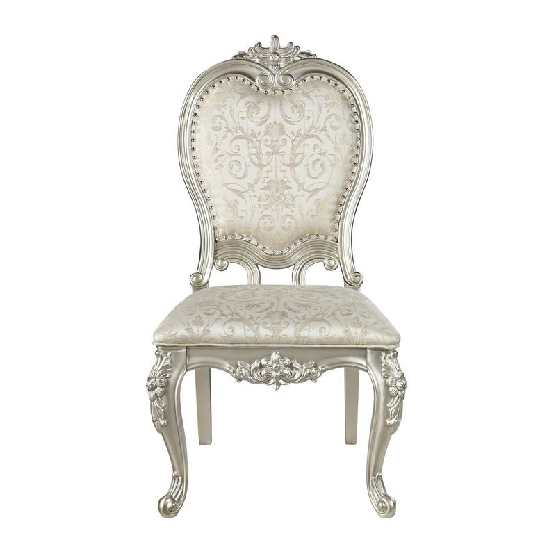 Bently Fabric & Champagne Finish Side Chair (Set-2)