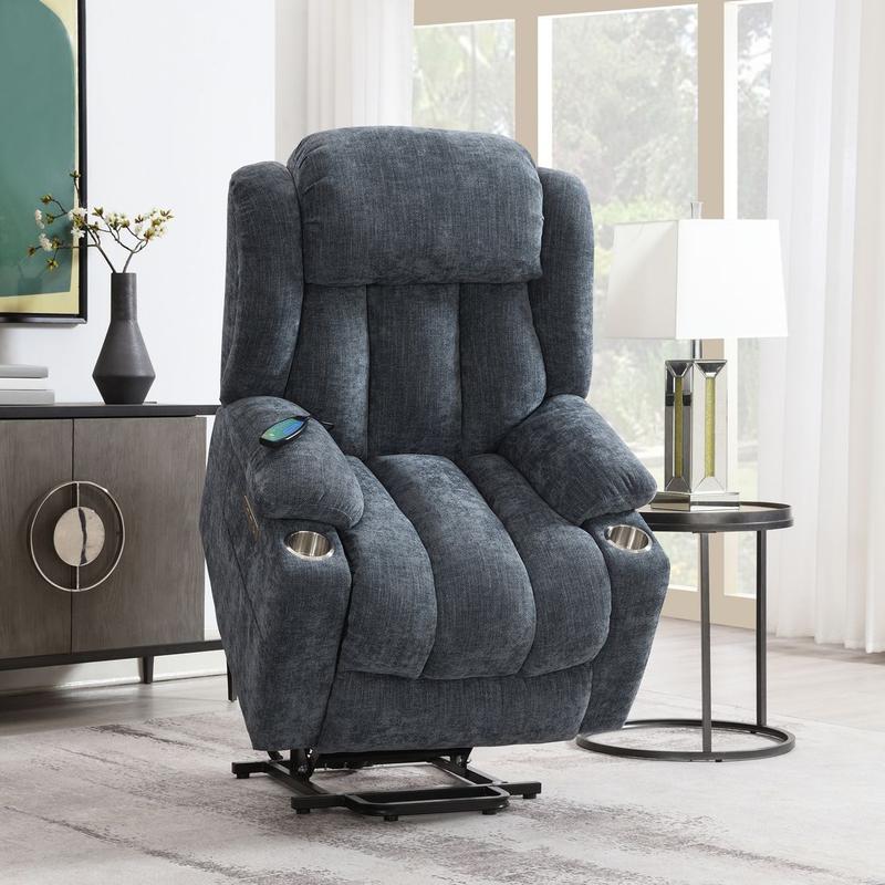 Omarion Blue Velvet Power Recliner W/Lift & Heating & Massage