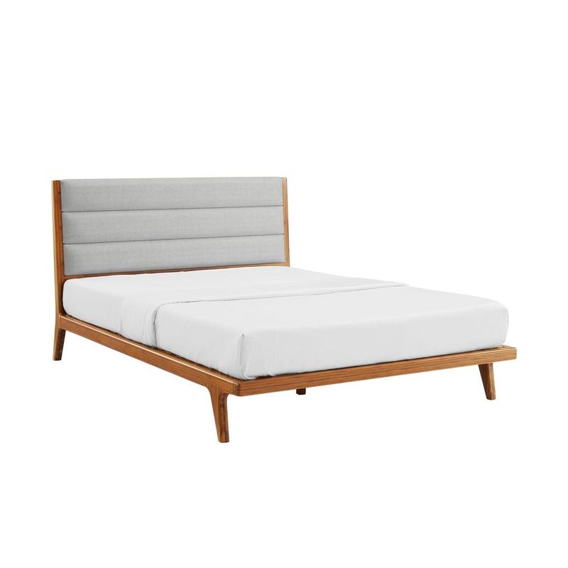 Mercury Upholstered Eastern King Platform Bed, Amber