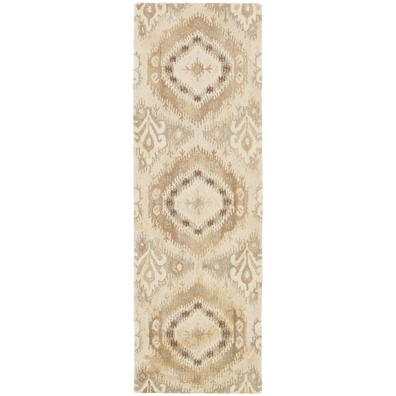 Anastasia 68003 Beige/ Ivory Hand-crafted Wool Area Rug - 2'6" x 8'